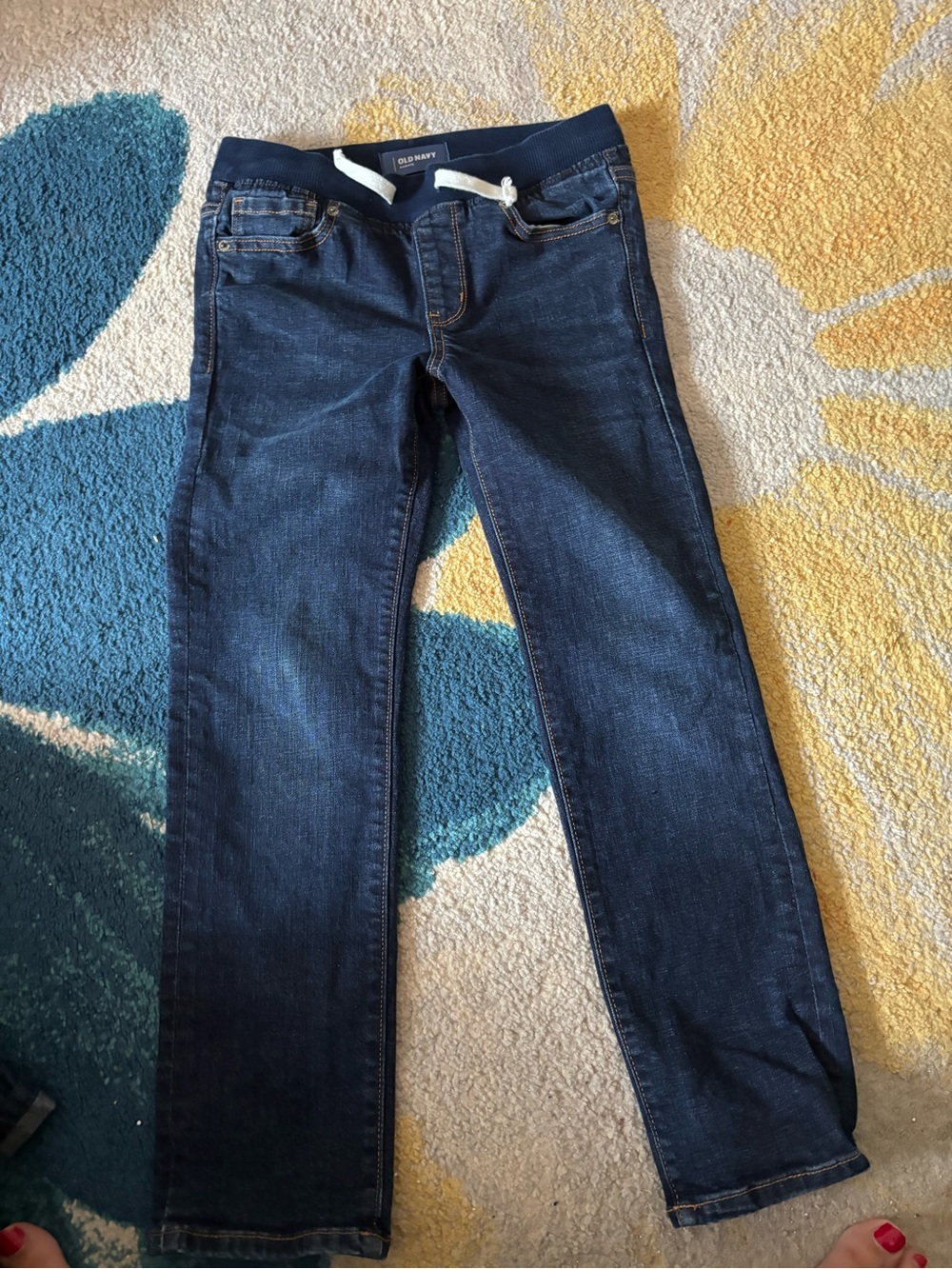 Old Navy Men’s Navy Slim Straight Jeans with Drawstring Waist